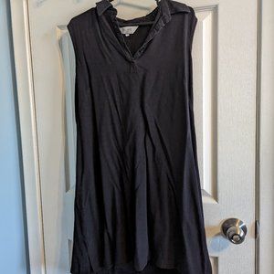 Black Braemar collared linen dress